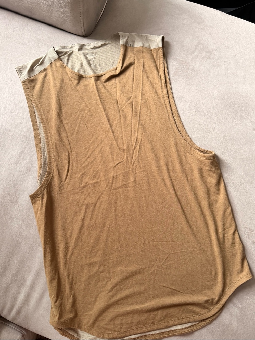 lululemon athletica Tan Sleeveless Tank with Cream Trim